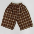 thumbnail image 1 of Child Toddler Boys Girls Casual Pants Summer Holiday Plaid Shorts Soft Boys Pants Coffee 1-2 Years, 1 of 5