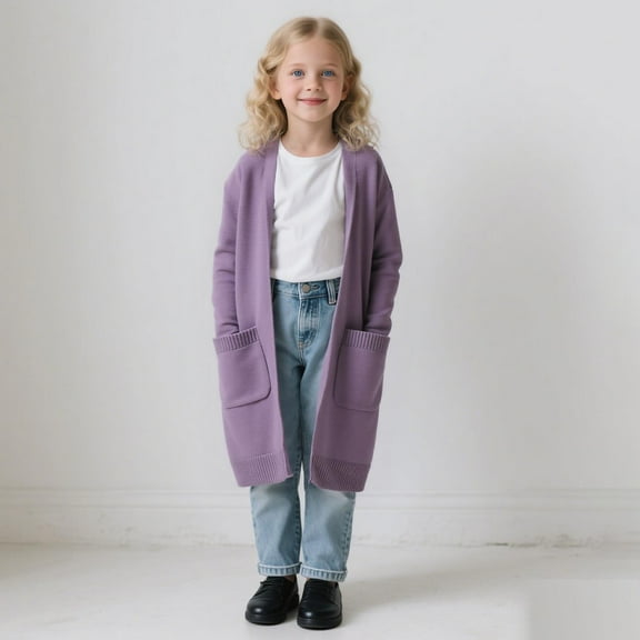 Child Toddler Girls Long Sleeve Cardigan Coat Jacket Casual Knitted Sweater with Pockets Kids Cardio Jacket Girls Glitter Coat Puffy Coats for Girls Heavy Toddler Coats for Girls Youth Girls