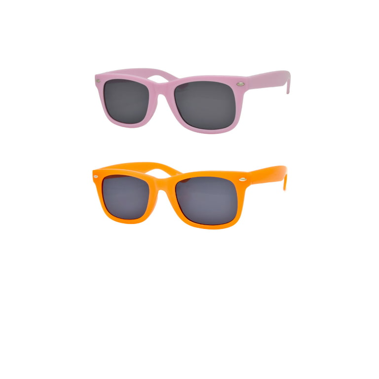 Child Unisex Color Frame Sunglasses 2 Set