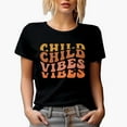 thumbnail image 1 of Child Vibes, Being Childlike Themed, Groovy Retro Wavy Text Merch Gift, Black T-Shirt, Large, 1 of 5