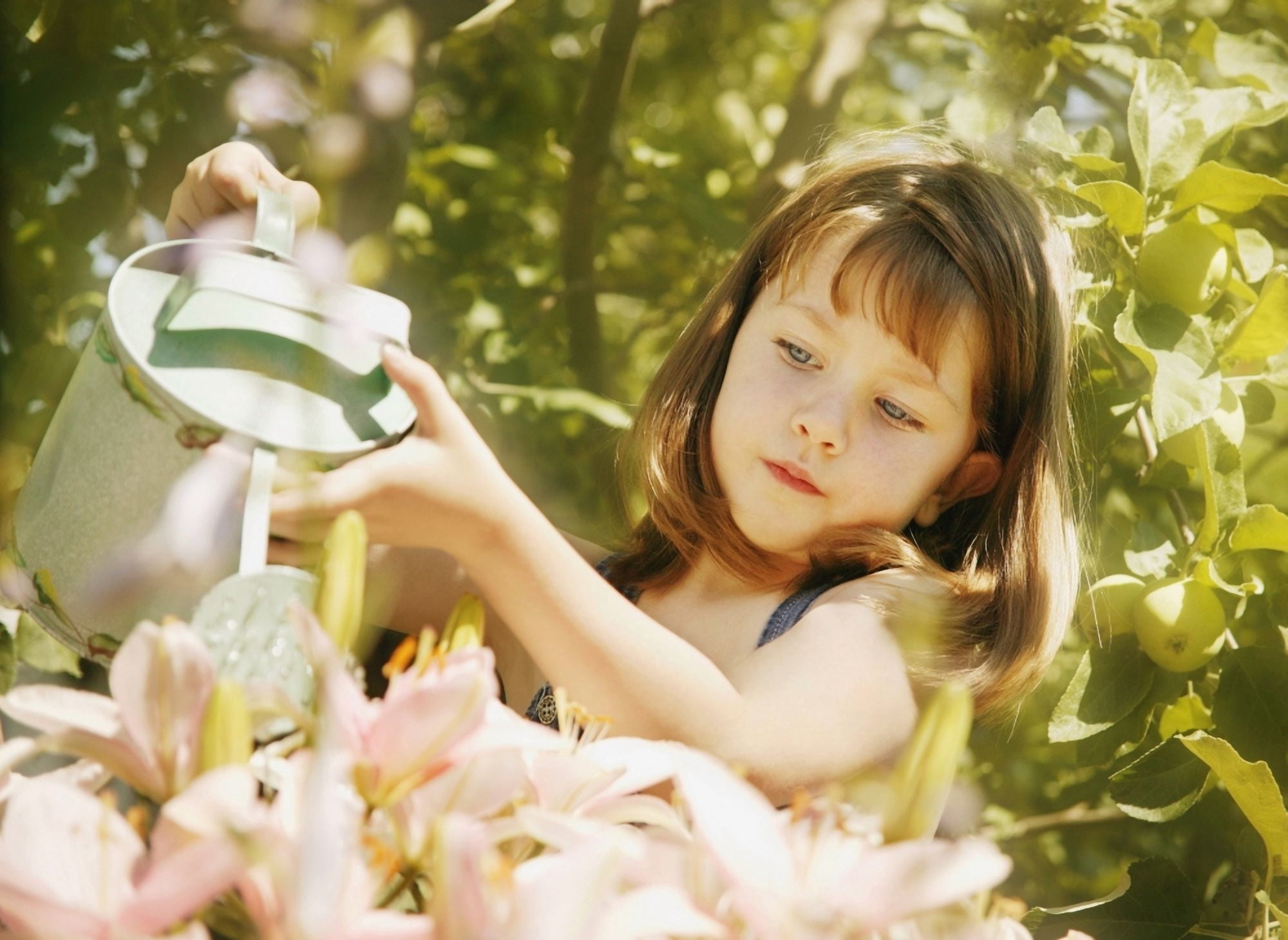Child Waters Flowers Canvas Art - Don Hammond Design Pics (32 x 22)
