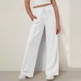 thumbnail image 1 of Child Wide Leg Sweatpants Boys Girls Drawstring High Waisted Straight Pants with Pockets Athletic Outerwear Trendy Trousers Tall Pants for Kids White 9Y, 1 of 7