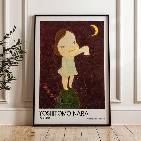 Child With Paper And Crescent Moon, Yoshitomo Nara Wall Art Print, Modern Poster, Poster Only