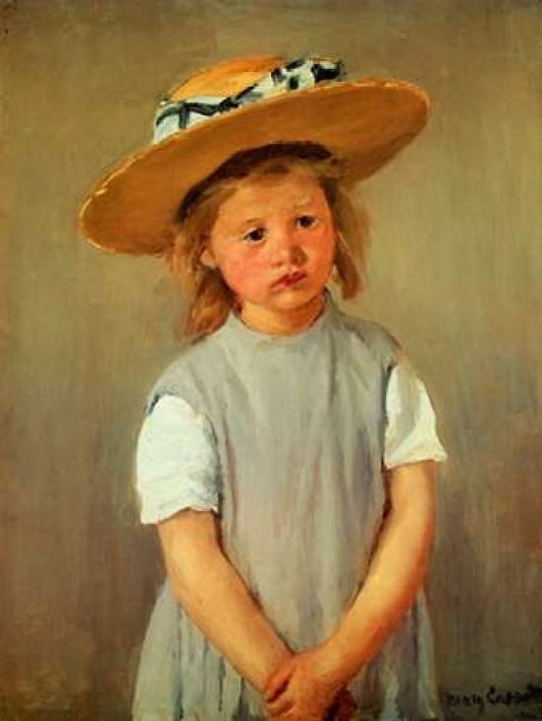 Child With Straw Hat Canvas Art - Mary Cassatt (18 x 24)