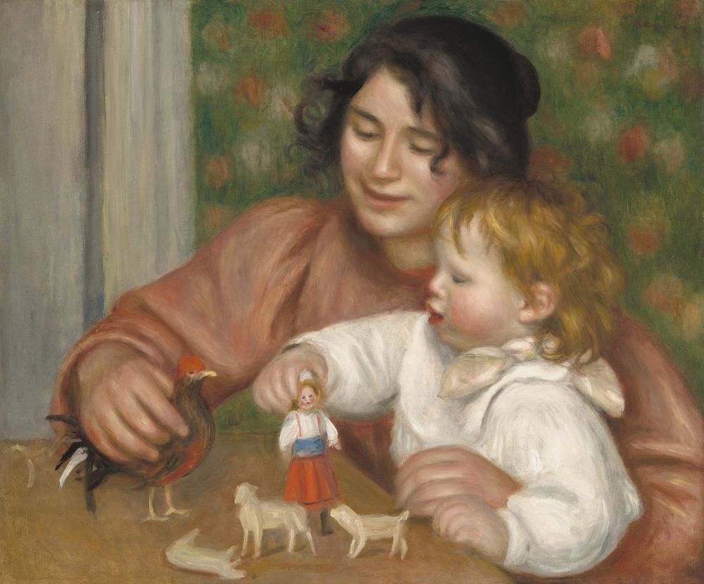 Child With Toys - Gabrielle And The ArtistS Son Canvas Art - (24 x 18)