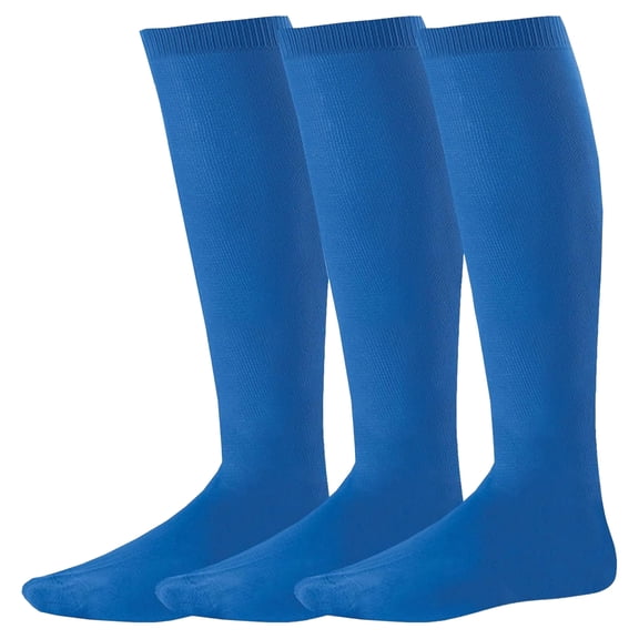 Child Youth Unisex Baseball Soccer Team Sports Cushion Acrylic Socks 3 Pair Royal Blue