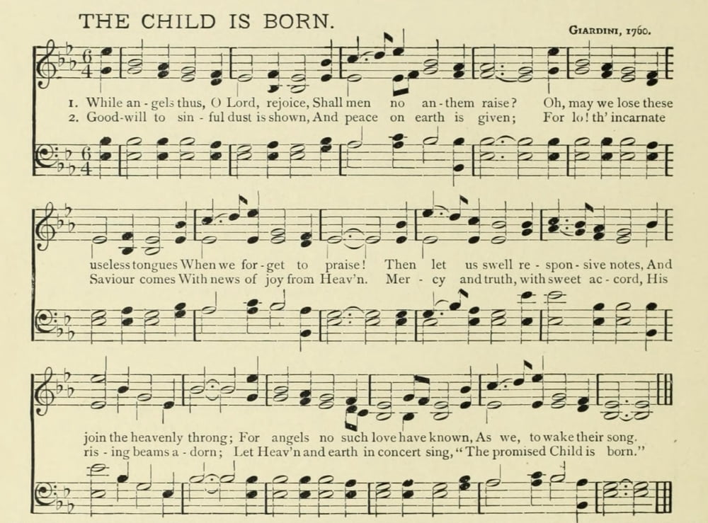 Child is Born Christmas in Song 1891 Canvas Art - (24 x 36)