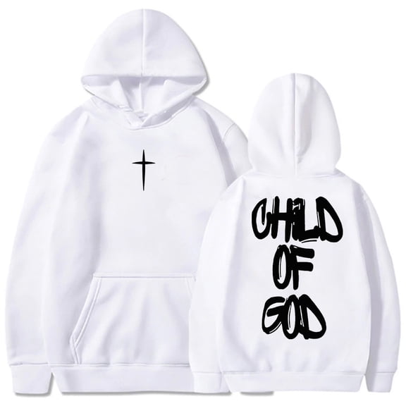 Child of God Jesus Faith Christian Hoodies Winter Warm Fleece Hooded Sweatshirt Letter Graphic Printing Pullover