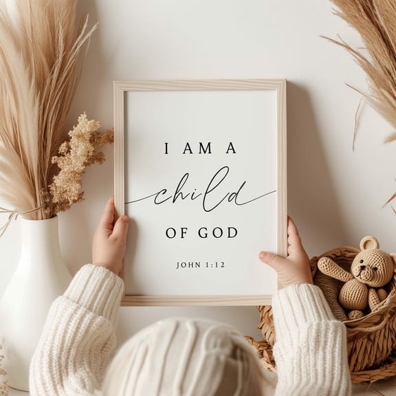 Child of God John 1 12 Nursery Christian Art, Unframed Paper Print Size 16x24