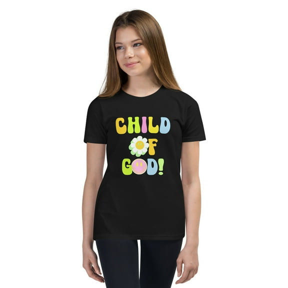 Child of God Shirt for Boys & Girls – Faith-Based Christian Tee, Inspirational & Comfortable Youth Short Sleeve T-Shirt (Black, L)