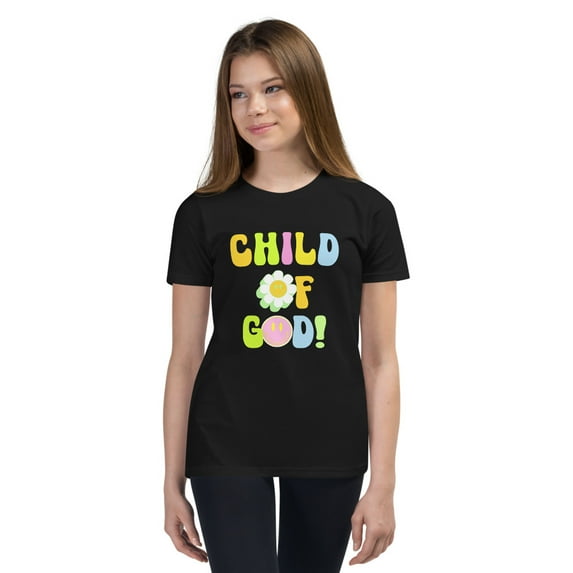 Child of God Shirt for Boys & Girls – Faith-Based Christian Tee, Inspirational & Comfortable Youth Short Sleeve T-Shirt (Black, S)