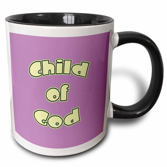 Child of God in yellow text with lime border on a complimentary purple bouquet background 15oz Two-Tone Black Mug mug-162053-9