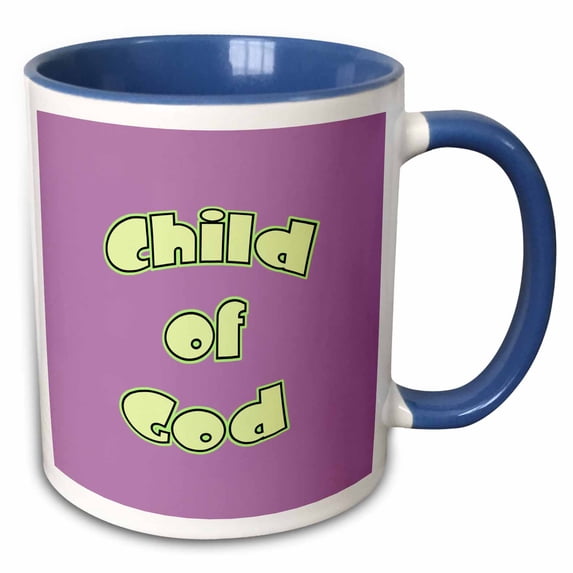 Child of God in yellow text with lime border on a complimentary purple bouquet background 15oz Two-Tone Blue Mug mug-162053-11