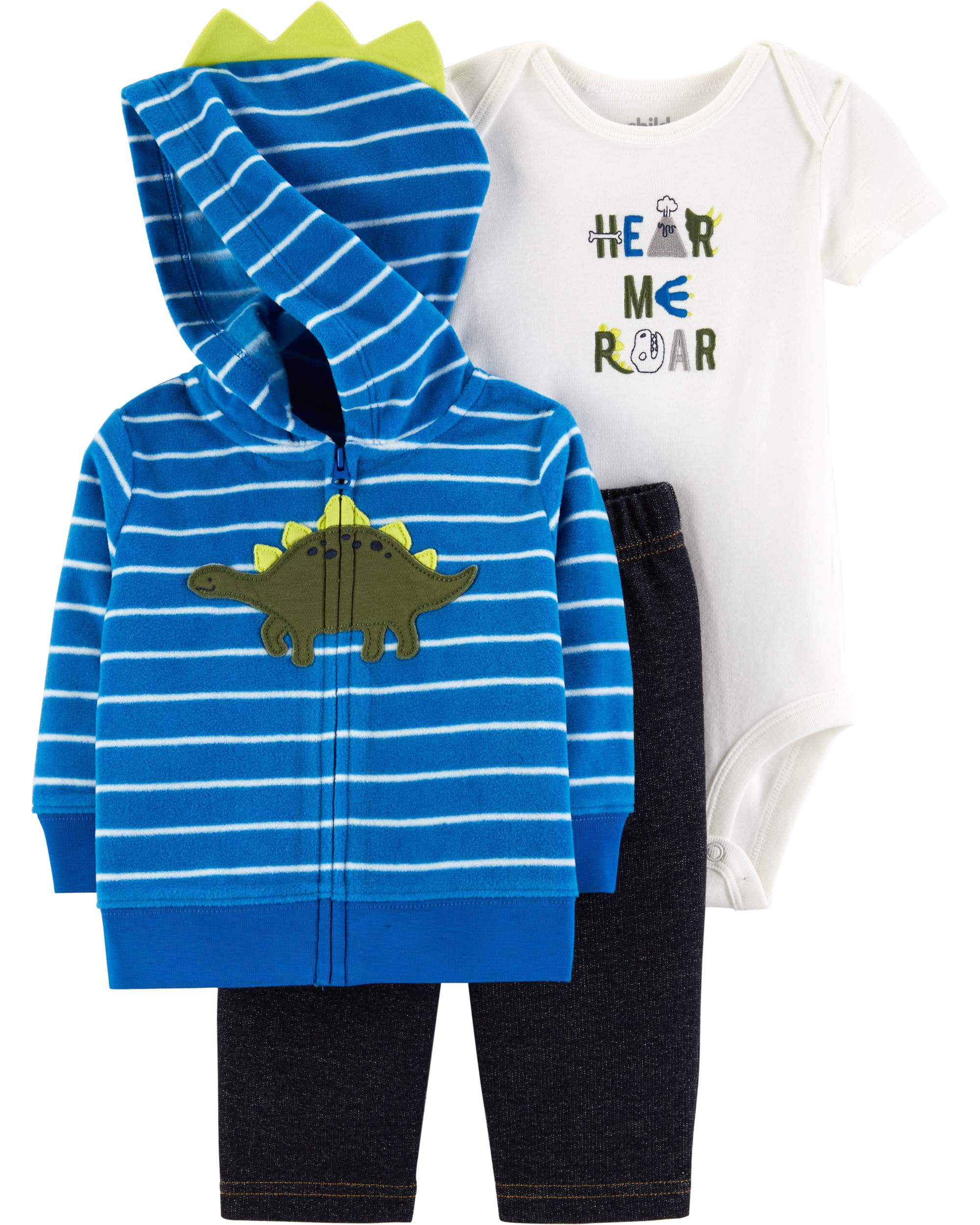 Child of Mine Hooded Cardigan, Short Sleeve Bodysuit & Pants, 3Piece