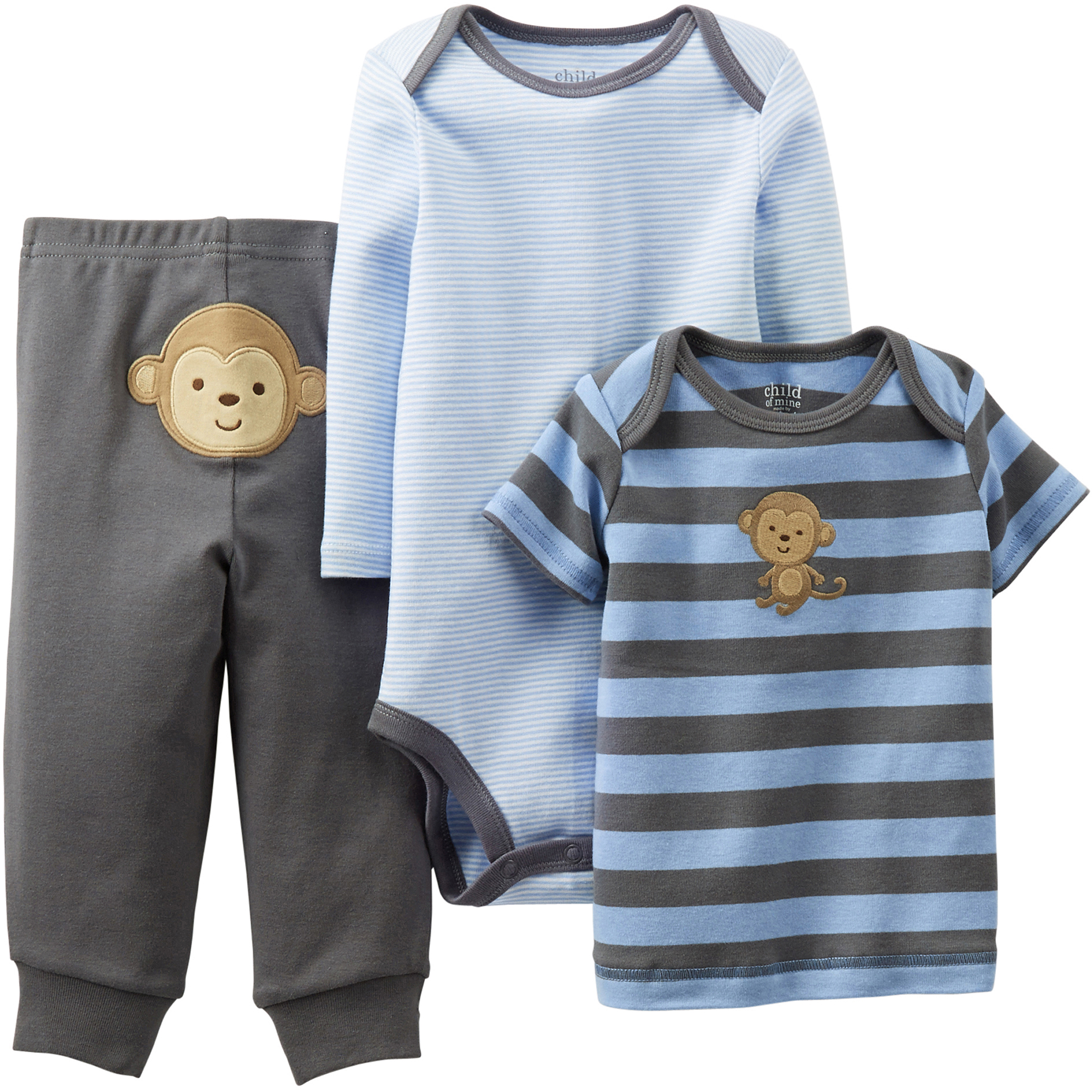 Child of Mine Newborn Boy Cotton Outfit 3-Piece Set - image 1 of 1