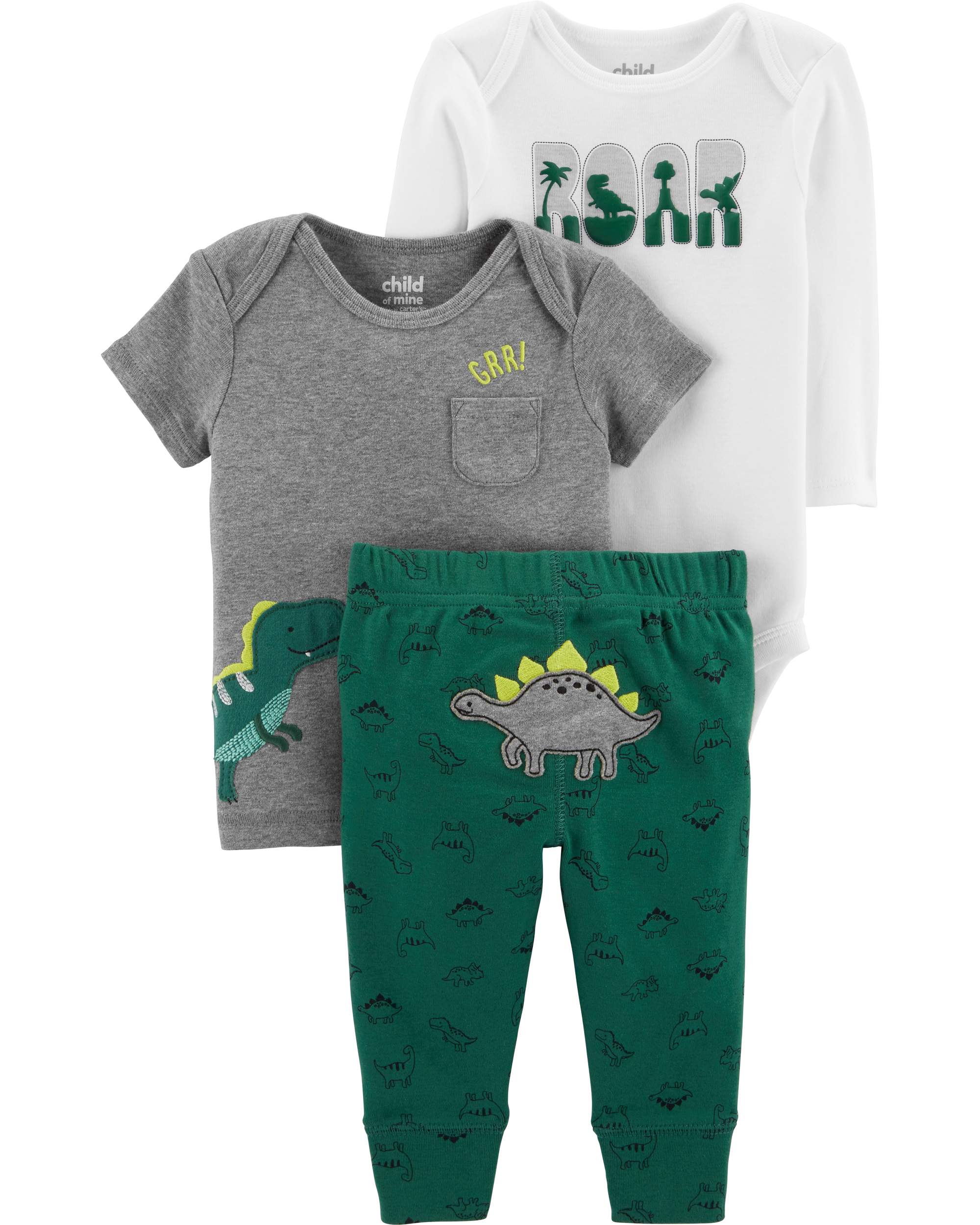 Child of Mine by Carter's Baby Boy Outfit Long Sleeve Bodysuit, T-Shirt & Pants, 3-Piece - image 1 of 1