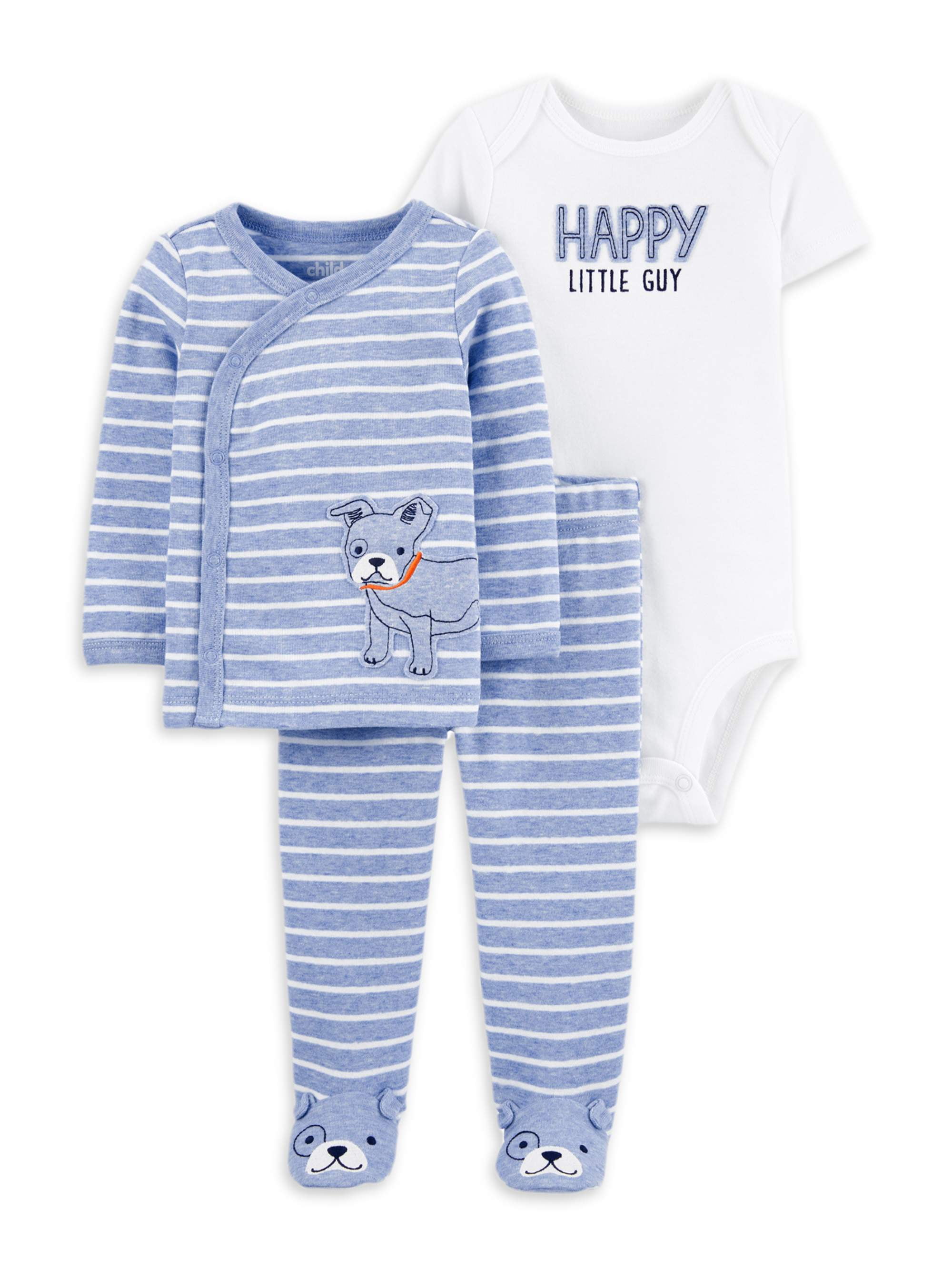 Child of Mine by Carter's Baby Boy Take Me Home Cardigan, Bodysuit & Pants, 3-Piece Outfit Set, Preemie-6/9 Months