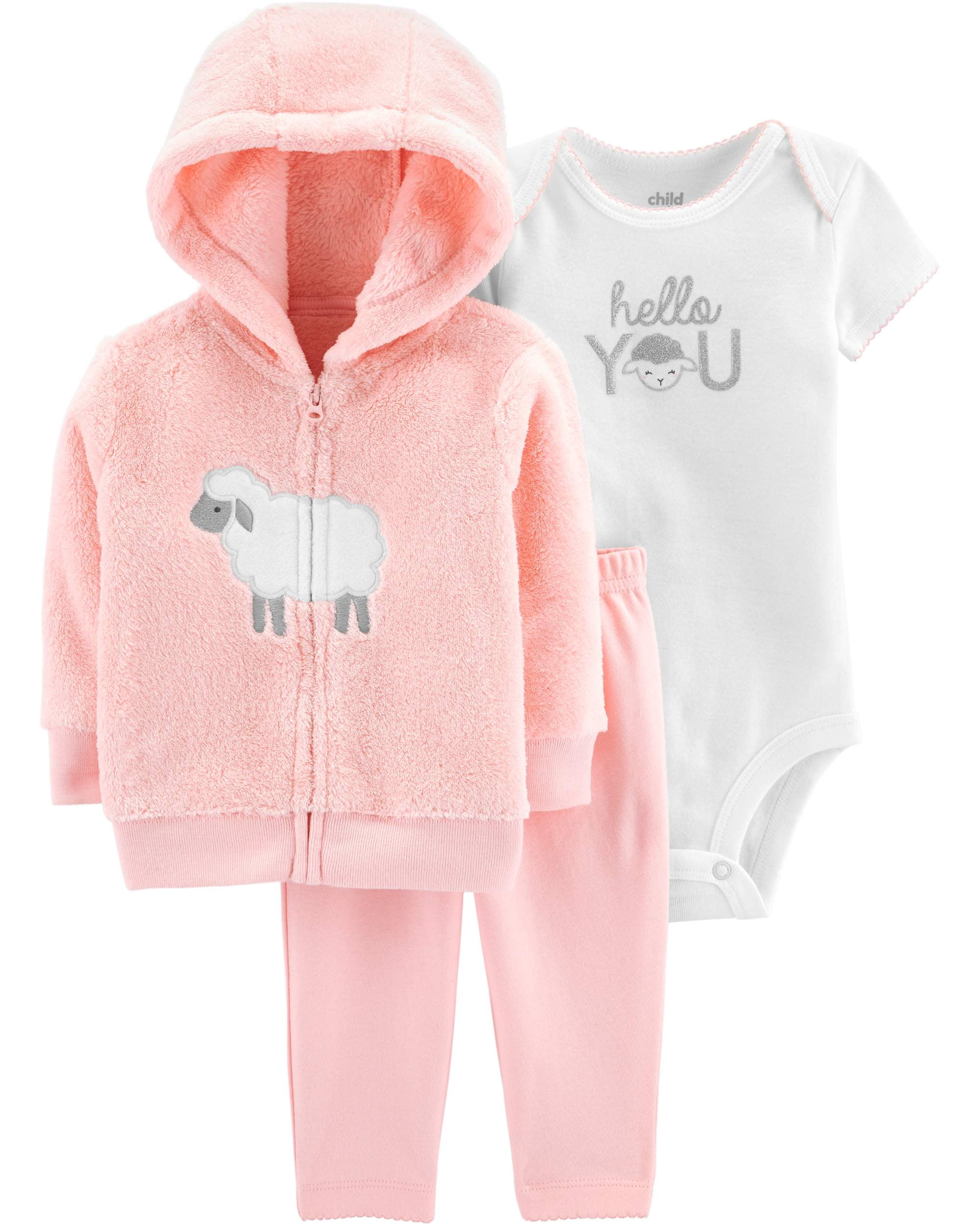 Child of Mine by Carter's Baby Girl Fleece Hooded Cardigan, Short