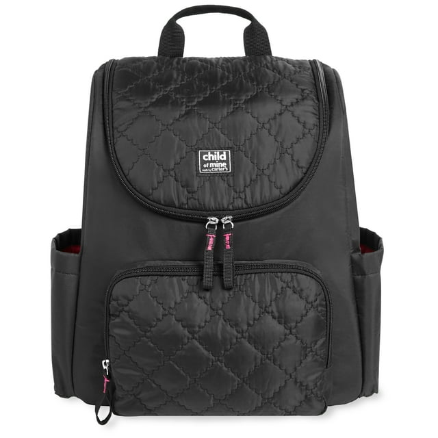 Child of Mine by Carter's Changing Pad Included Backpack Diaper Bag, Black Quilted