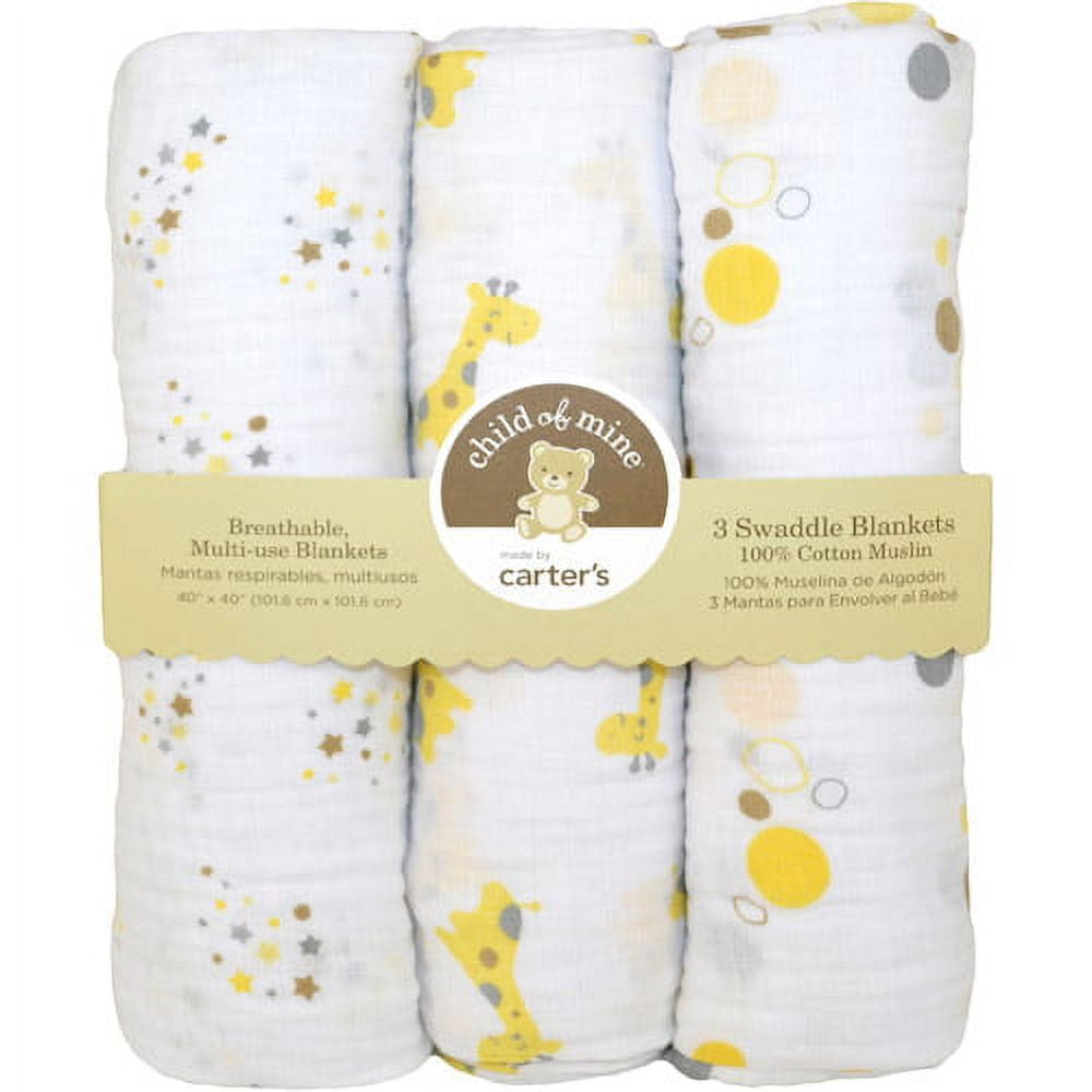 Child of Mine by Carter's Treetop Friends 3-Pack Muslin Swaddle ...