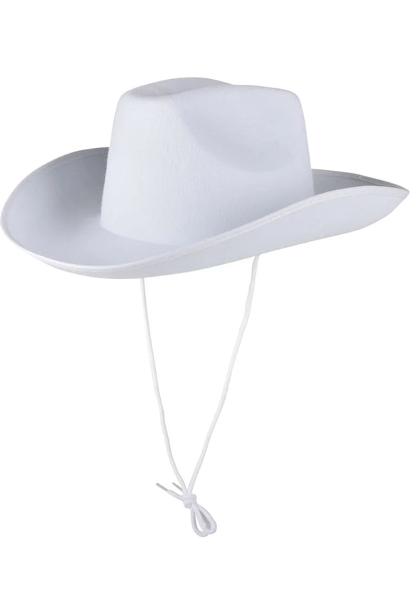 Child's Country White Cowboy Hat With String Costume Accessory