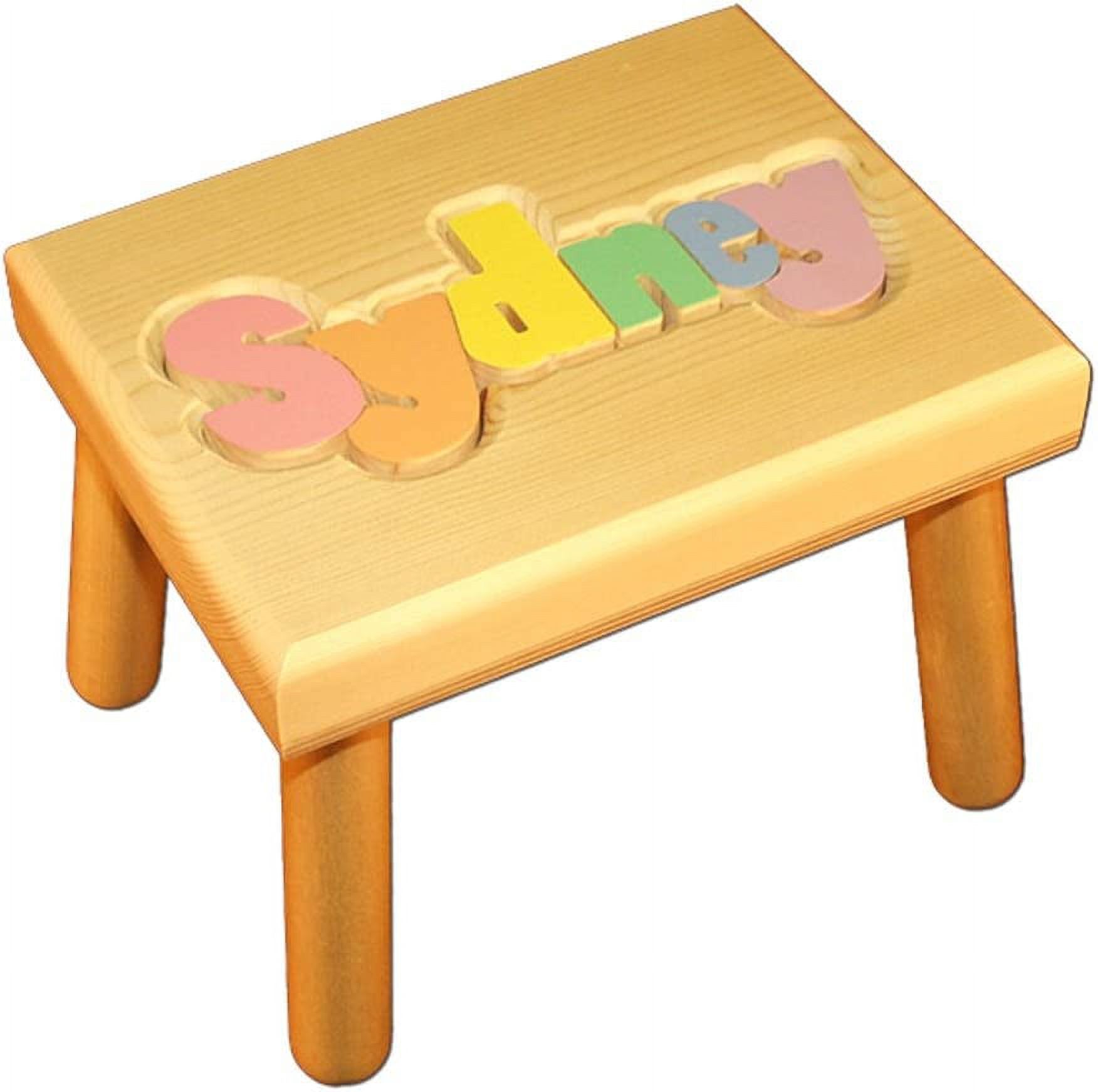 Child's Name Puzzle Stool Pastel Letters