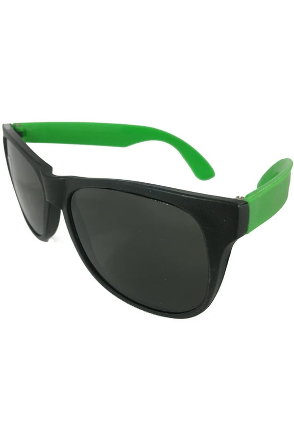 Child's Or Adults Neon Black & Green Plastic Sunglasses 80's Accessory