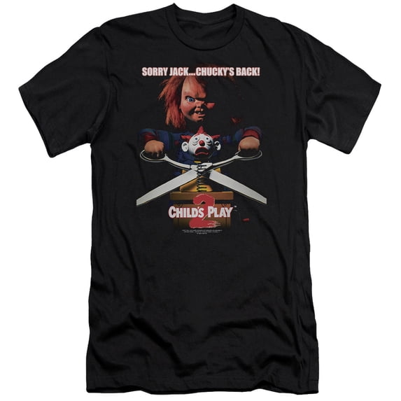 Child's Play 2 Chucky's Back Premium Canvas Adult Slim Fit 30/1 T-Shirt Black