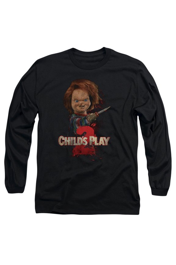Child's Play 2 Here's Chucky Long Sleeve T-Shirt Adult 18/1 Black