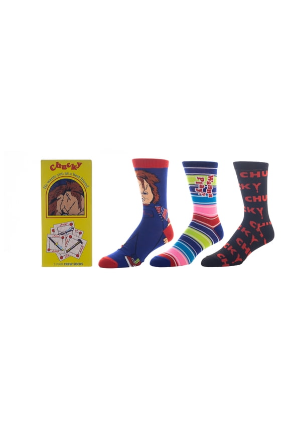 Child's Play Chucky Animigos Adult Crew Socks 3 Pack