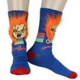 thumbnail image 1 of Child's Play Chucky Doll Fuzzy Hair Good Guys Costume Character Design Men's Crew Socks, 1 of 7