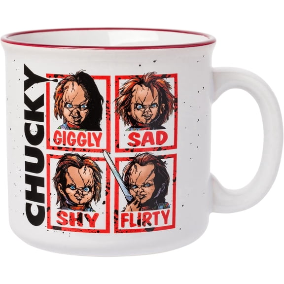 Silver Buffalo Chucky Moods Horror Ceramic Camper Mug, 20 Ounces
