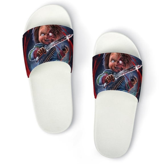 Child's Play Chucky Home Slippers Non Slip Bathroom Open Toe Shoes Lightweight Slide Slippers Sandals 42(260mm)