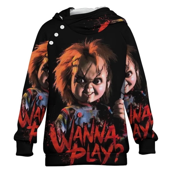 Child's Play Chucky Kids Pullover Hoodie Raglan Long Sleeve Sweatshirt Fashion Casual Sweater Jacket 6-7Y