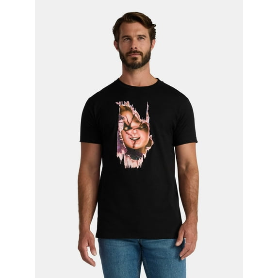 Chucky Men's and Big Men's Scarred Horror Movie Graphic Tee, Sizes S-3XL