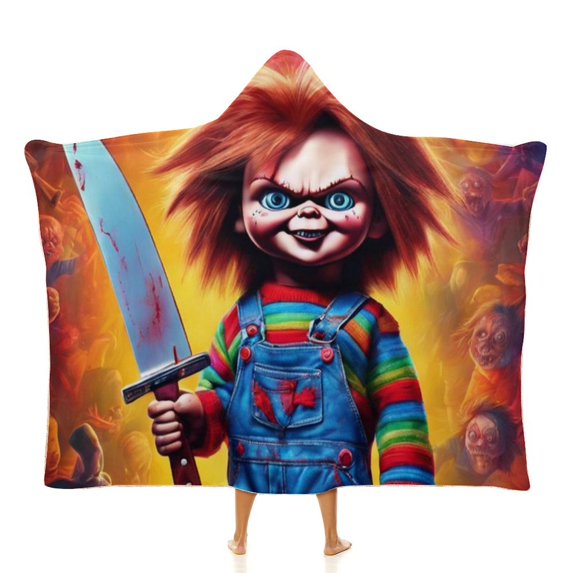 Child's Play Chucky Wearable Blankets Hooded Soft Hoodie Blanket Winter Warm Throw Blankets Cape 50"x60"