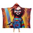 thumbnail image 1 of Child's Play Chucky Wearable Blankets Hooded Soft Hoodie Blanket Winter Warm Throw Blankets Cape 60"x80", 1 of 8