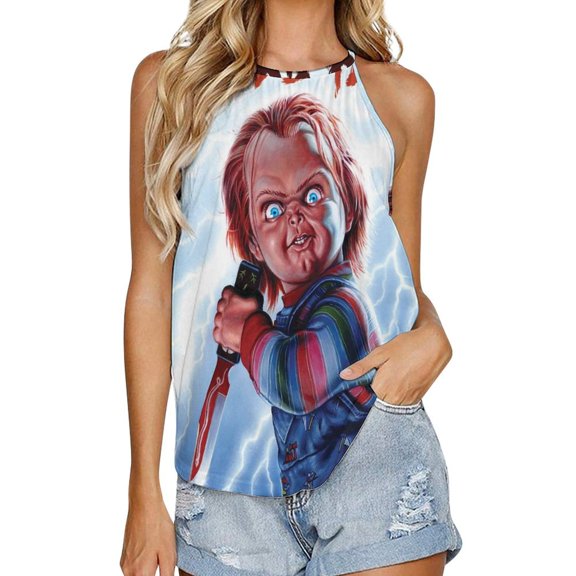 Child's Play Chucky Womens Tank Tops Print Camisole Summer Casual Sleeveless Shirts Trendy Vest Blouse XL