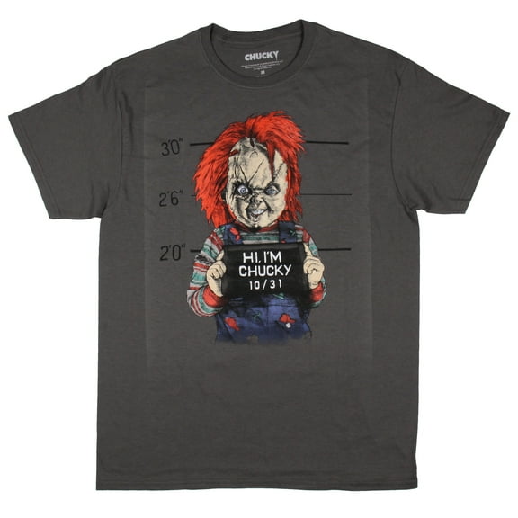 Child's Play Men's Hi I'm Chucky Mug Shot Graphic Print Horror Adult T-Shirt