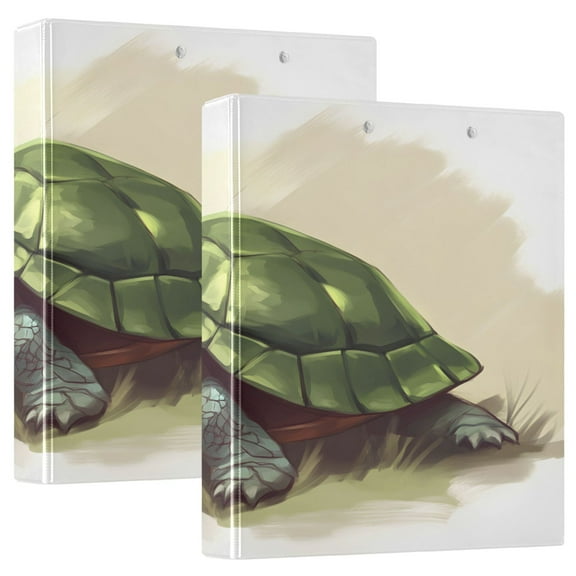 Child's Sketch Turtle 12.4x10.6in PVC Round Ring Binder, D-Ring 3-Hole, Metal Clip, 200 Sheets