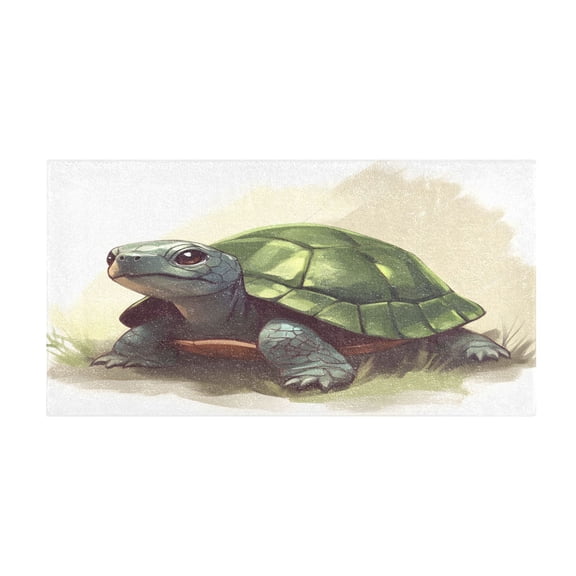 Child's Sketch Turtle 39x20" Bath Mat Carpet, Absorbent and Non-Slip for Kitchen or Bathroom, Quick-Drying