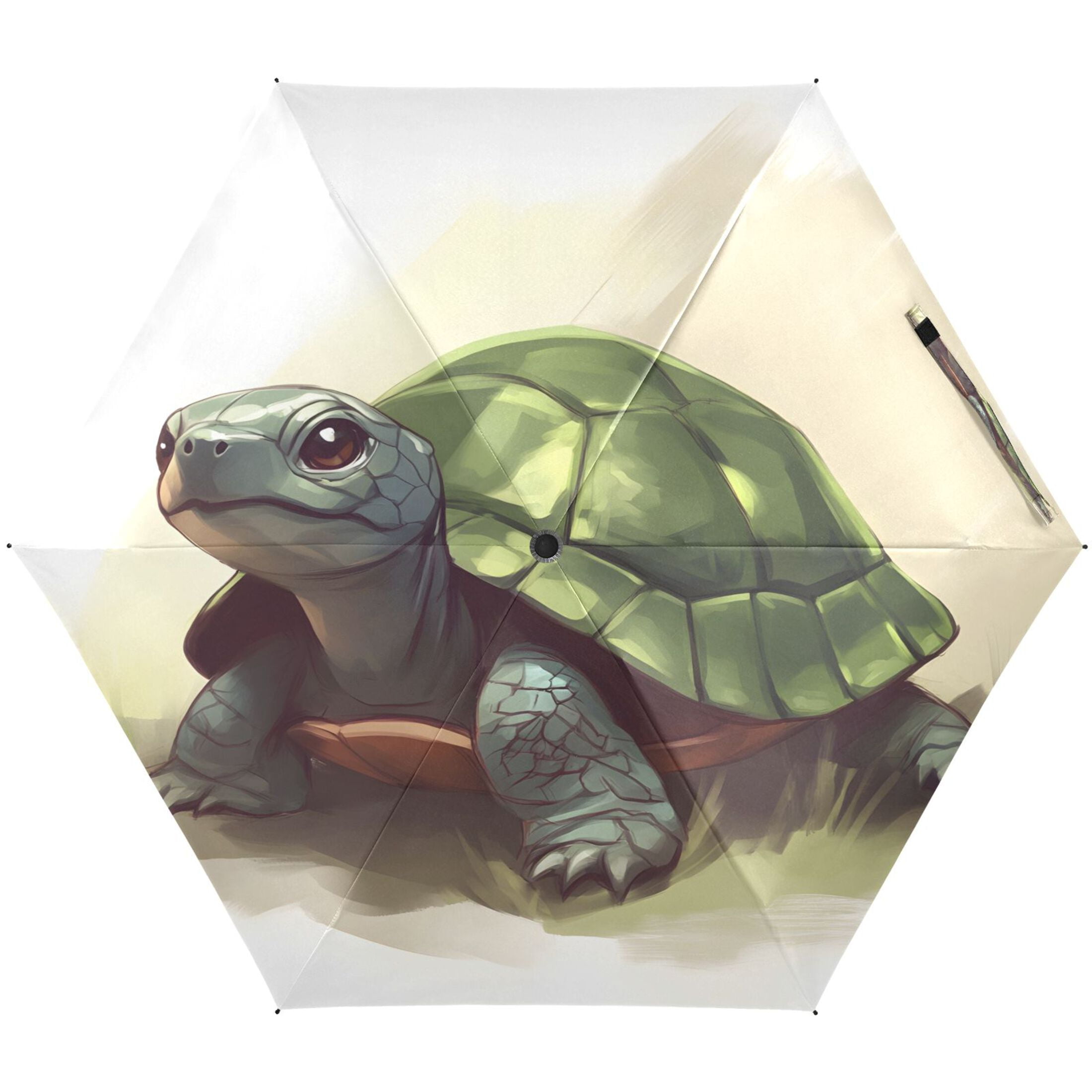 Child's Sketch Turtle Umbrellas for Sun Auto Open Close UV50+ Waterproof 5-Fold Compact Fiberglass Frame