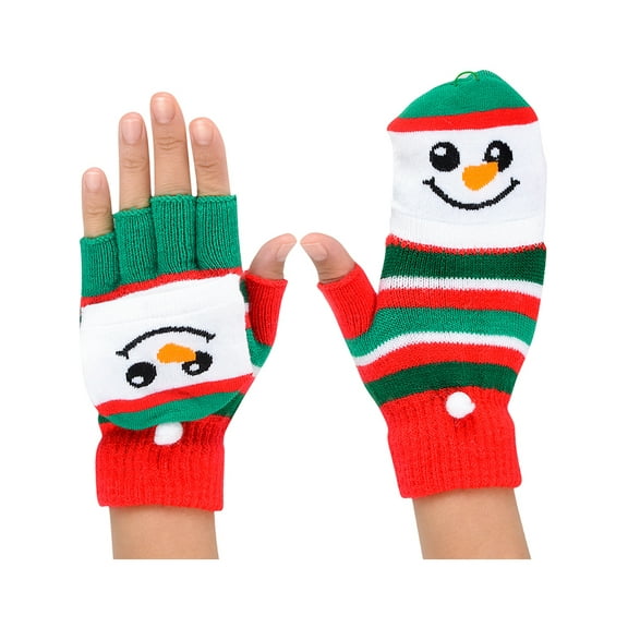 Child's Winter Wonderland Christmas Season Snowman Fingerless Gloves