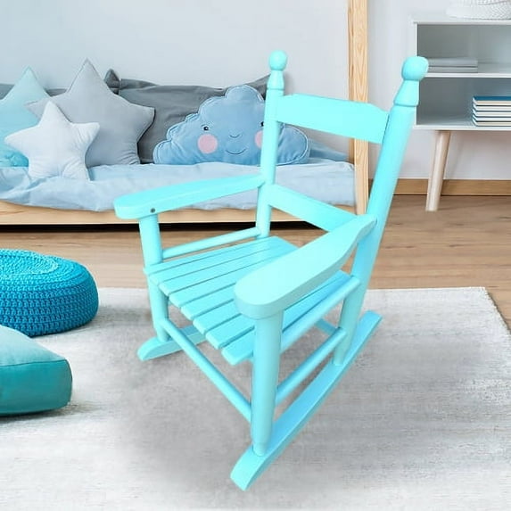 Child’s Wooden Rocking Chair,Solid Wood Outdoor Kids' Rocking Chairs, Patio Rocking Chair for Living Room,Bedroom,Balconies, Light Blue