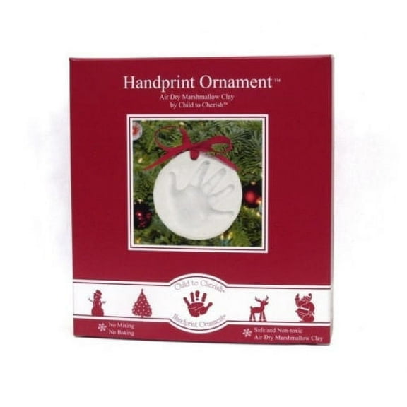 Child to Cherish Marshmallow Clay Baby Handprint or Footprint First Christmas Ornament Kit