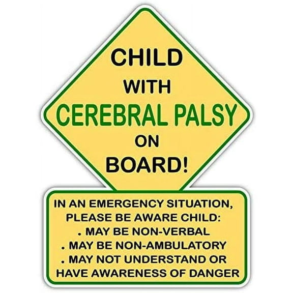 Child with Cerebral Palsy On Board! Car Truck Window Decal Sticker | Alert Responders | 4x5 inches