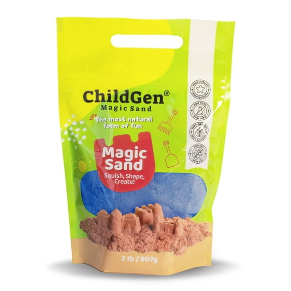 ChildGen Magic Sand 907gr (2lb) | Moldable & Sensory Play Sand for Kids, Mess-Free, Non-Toxic, Creative Fun for Indoor Play | Blue