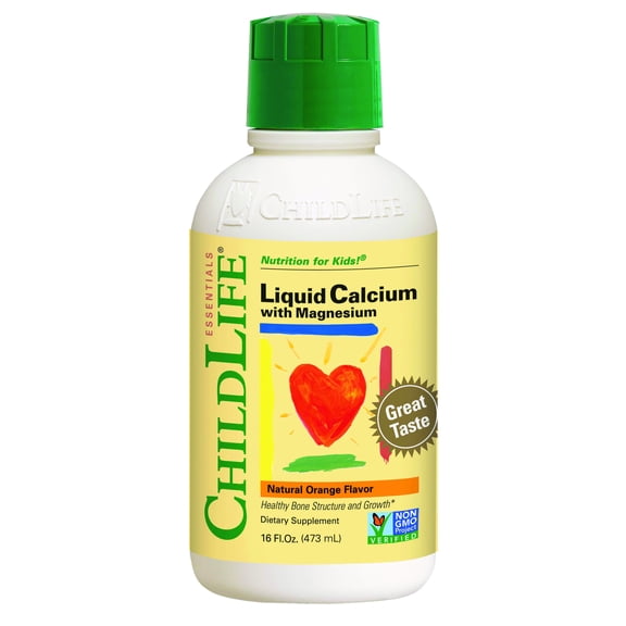 ChildLife Essentials Liquid Calcium Magnesium: Bone Health Booster for Kids, Orange Flavor, 16 Fl Oz (Pack of 1)