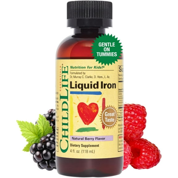 ChildLife Essentials Liquid Iron: Essential for Healthy Blood, Berry Flavor, 4 Fl Oz Bottle (Pack of 1)