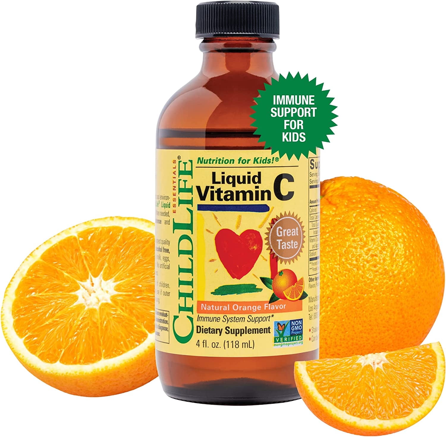 ChildLife Essentials Liquid Vitamin C: Powerful Immune Booster for Kids, Orange Flavor, 4 Fl Oz Bottle (Pack of 1)